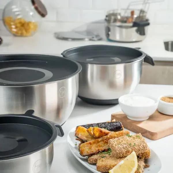 Bowls de acero set x3 con tapa - Imagen 2