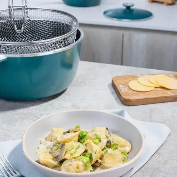 complemento para freir en cacerolas essen: cestillo colgante de acero inoxidable